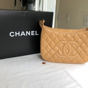 Chanel Caviar Cream Shoulder Bag